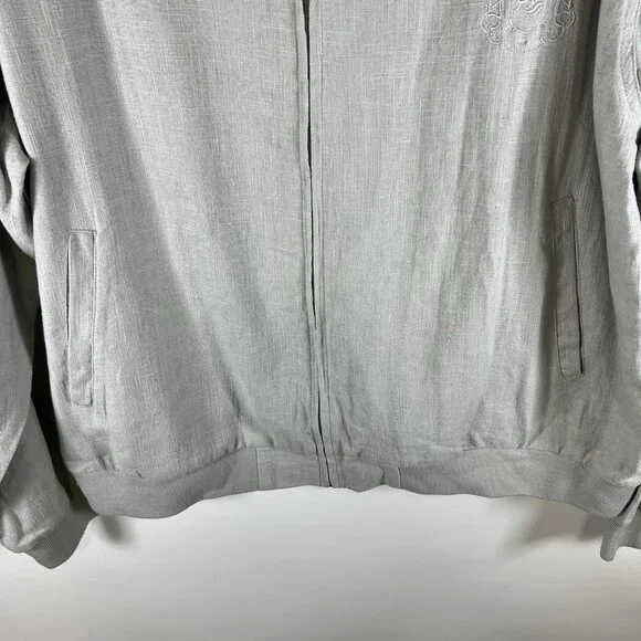 Al Wissam Jean Denim Culture Bomber Jacket Mens XXL Bone Linen Cotton‎